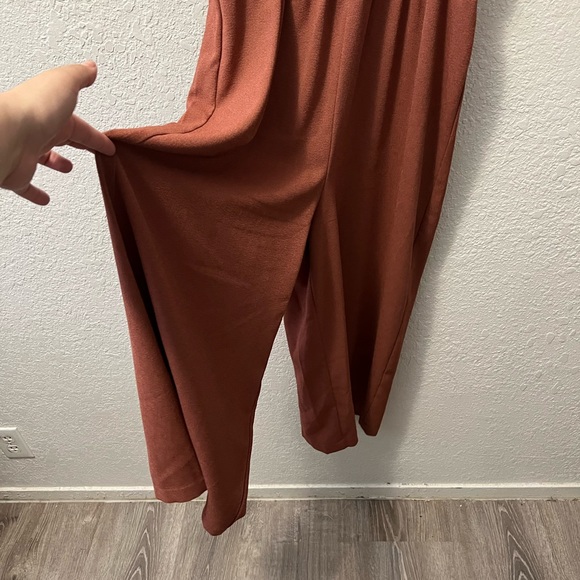 June & Hudson Womens Jumpsuit Brown Tie Back Surplice Neck Elastic Waist - Picture 4 of 9